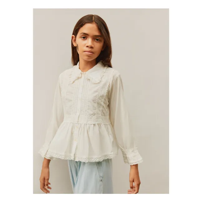 Reece organic cotton ruffled blouse | White