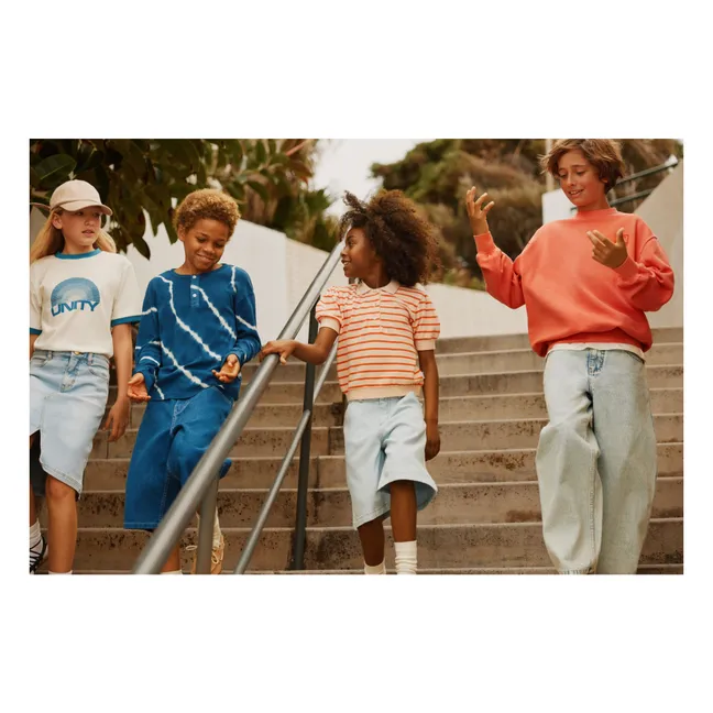 Polo Raki Rayé Coton Bio | Rose pâle