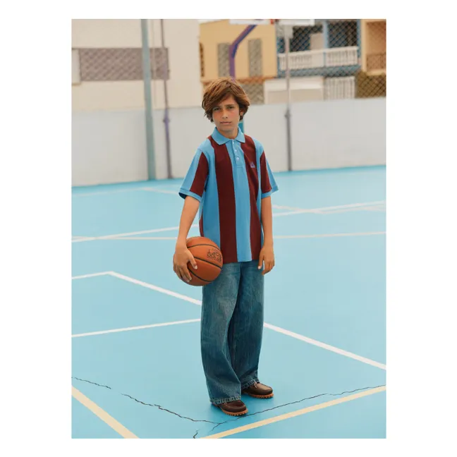 Polo de algodón orgánico a rayas Reyo | Azul