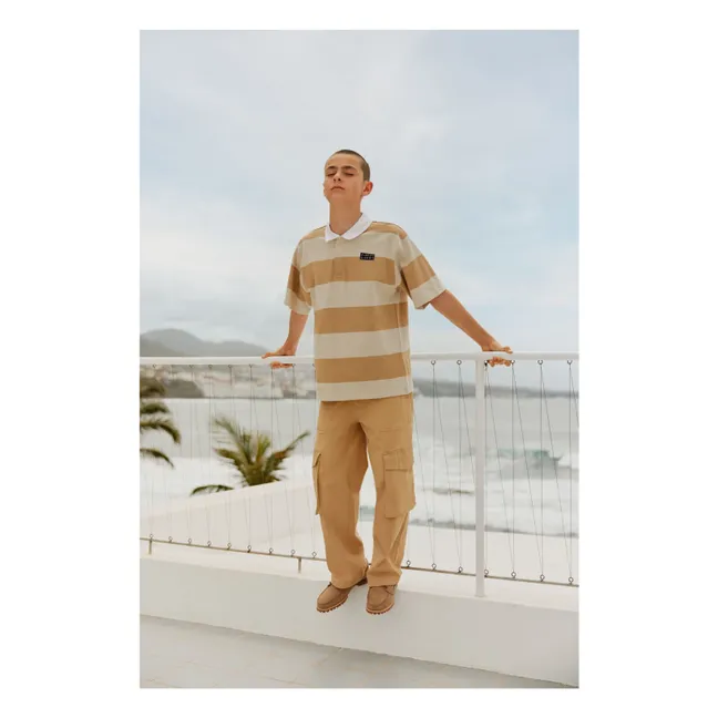 Polo de algodón orgánico a rayas Reef | Beige