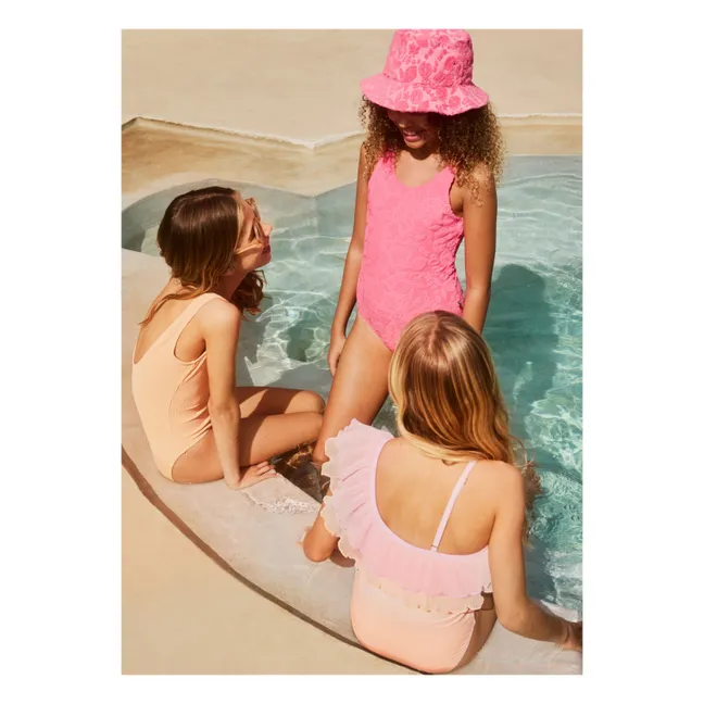Maillot de Bain Volants Asymétrique Nilla Fibres Recyclées  | Rose pâle