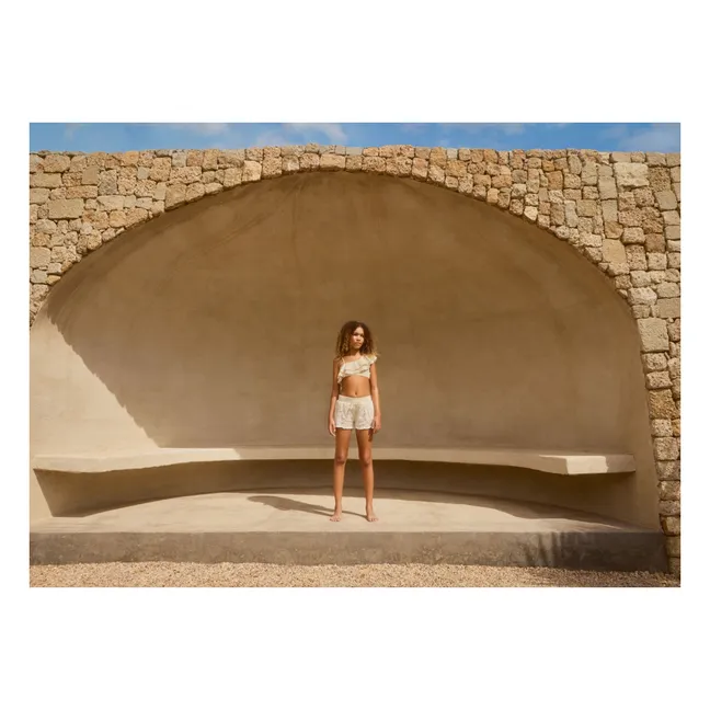 Maillot de Bain Volants Asymétrique Niky Fibres Recyclées | Ecru