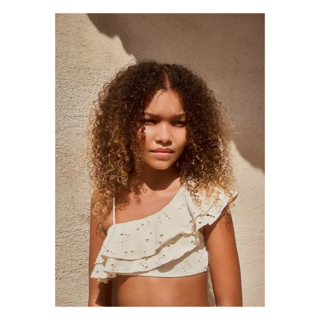 Niky Asymmetrical Ruffle Swimsuit Recycled Fibers | Ecru