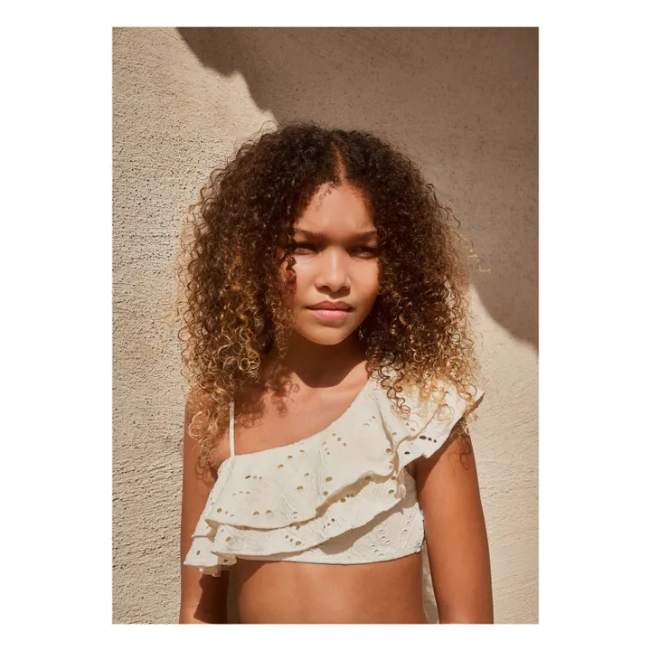 Maillot de Bain Volants Asymétrique Niky Fibres Recyclées | Ecru- Image produit n°2
