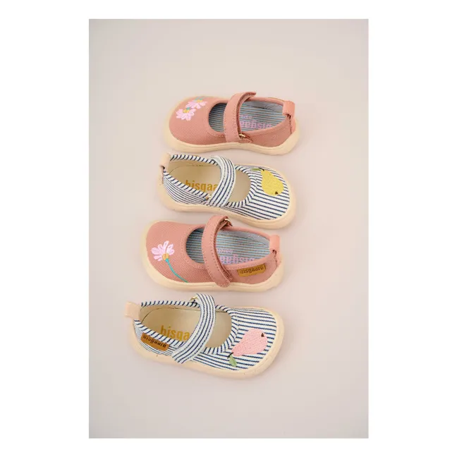 Chaussons Scratchs Fleurs | Vieux Rose