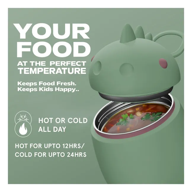 Boîte repas isotherme Dinosaure | Vert