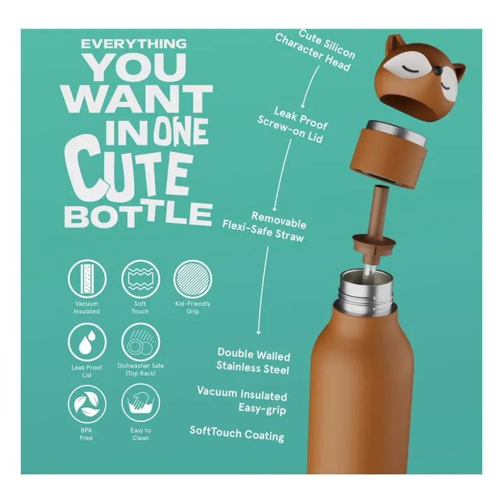 Renard stainless steel water bottle | Brown- Product image n°8