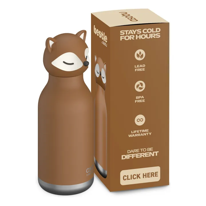 Renard stainless steel water bottle | Brown- Product image n°4