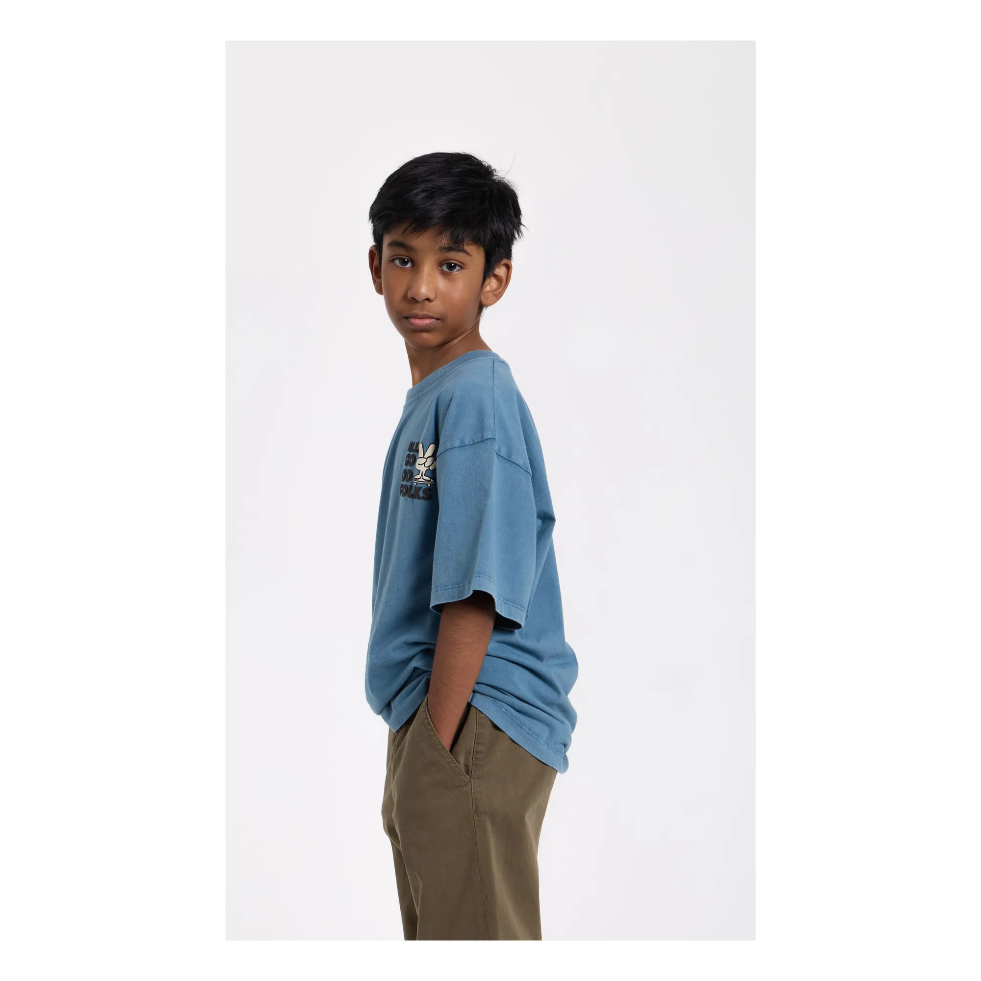 T-shirt Finn Coton Bio | Bleu- Image produit n°2