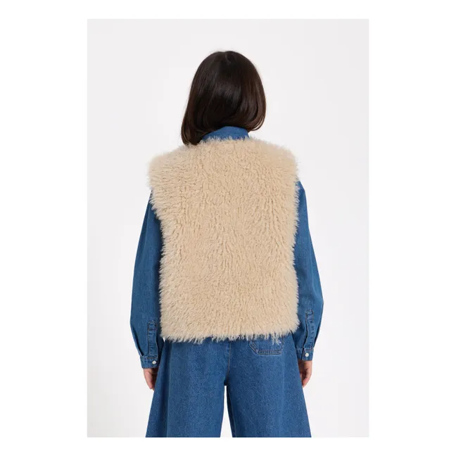 Joyce Fur Fake Ärmellose Jacke | Beige