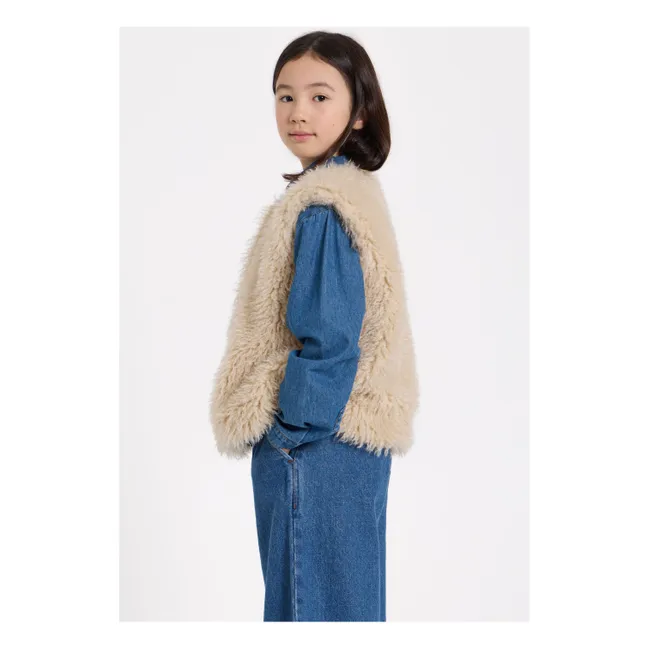 Joyce Sleeveless Fur Jacket | Beige