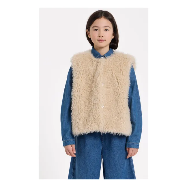 Joyce Sleeveless Fur Jacket | Beige