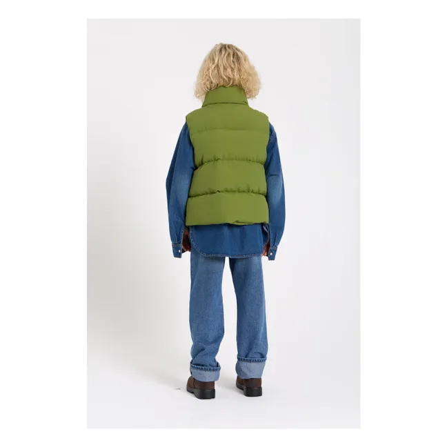 Temper Recycled Fiber Sleeveless Down Jacket | Green