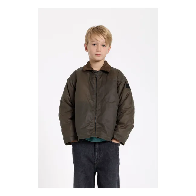 Chaqueta de lona engrasada Clark | Verde Kaki