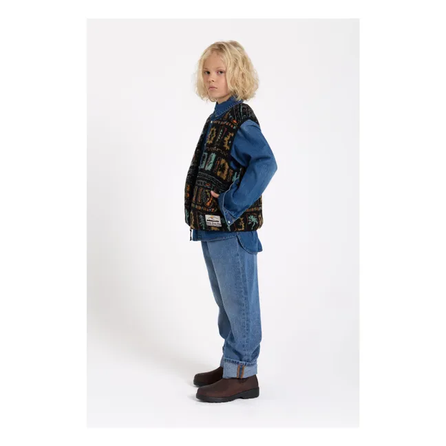 Easy Jacquard Sherpa Sleeveless Jacket | Black