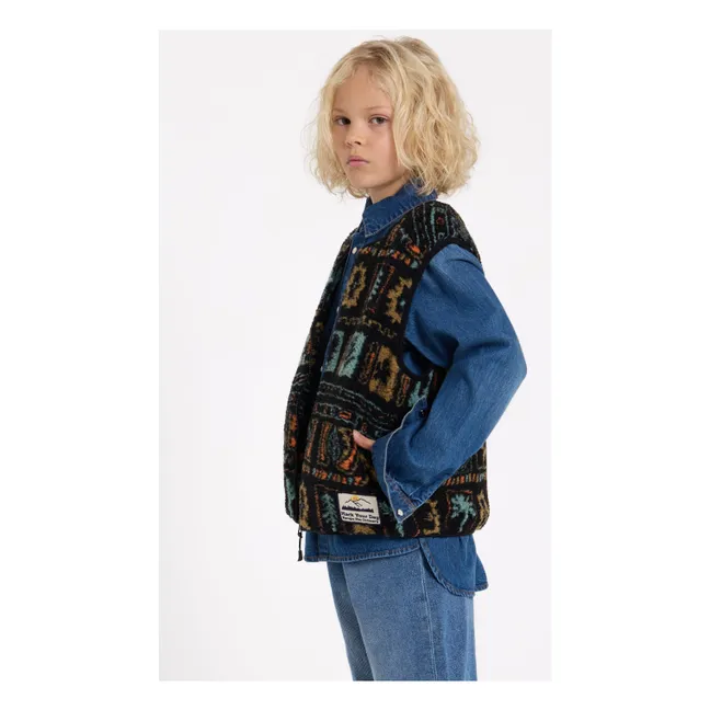 Easy Jacquard Sherpa Sleeveless Jacket | Black