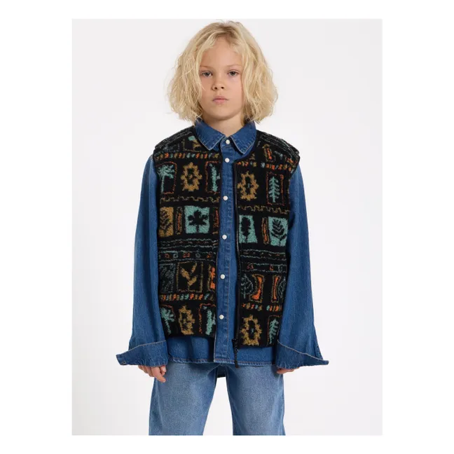 Giacca senza maniche Easy Jacquard Sherpa | Nero