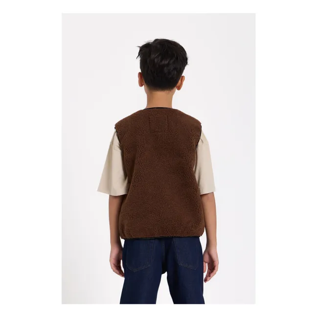 Easy Sherpa Sleeveless Jacket | Brown