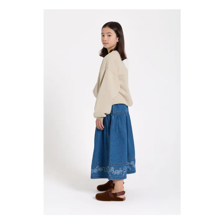 Jupe Brodée Cally | Bleu jean- Image produit n°9