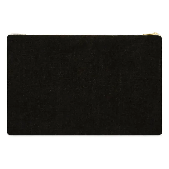 Linen clutch bag | Black