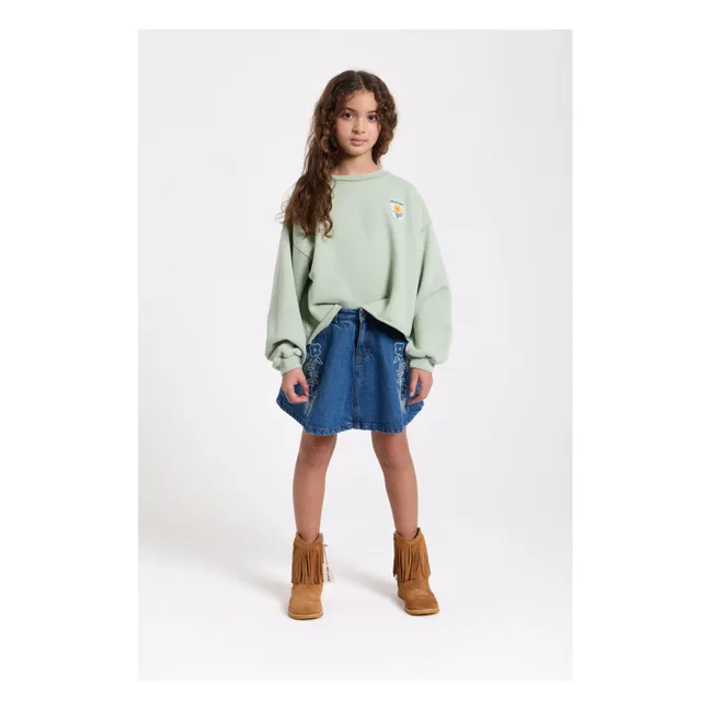 Jupe Denim Brodée Janis | Bleu jean