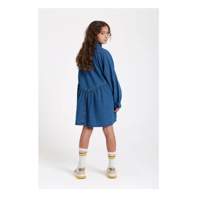 Shirley Embroidered Denim Dress | Denim blue