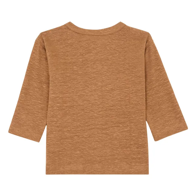 Beto Long Sleeve Linen T-Shirt | Camel