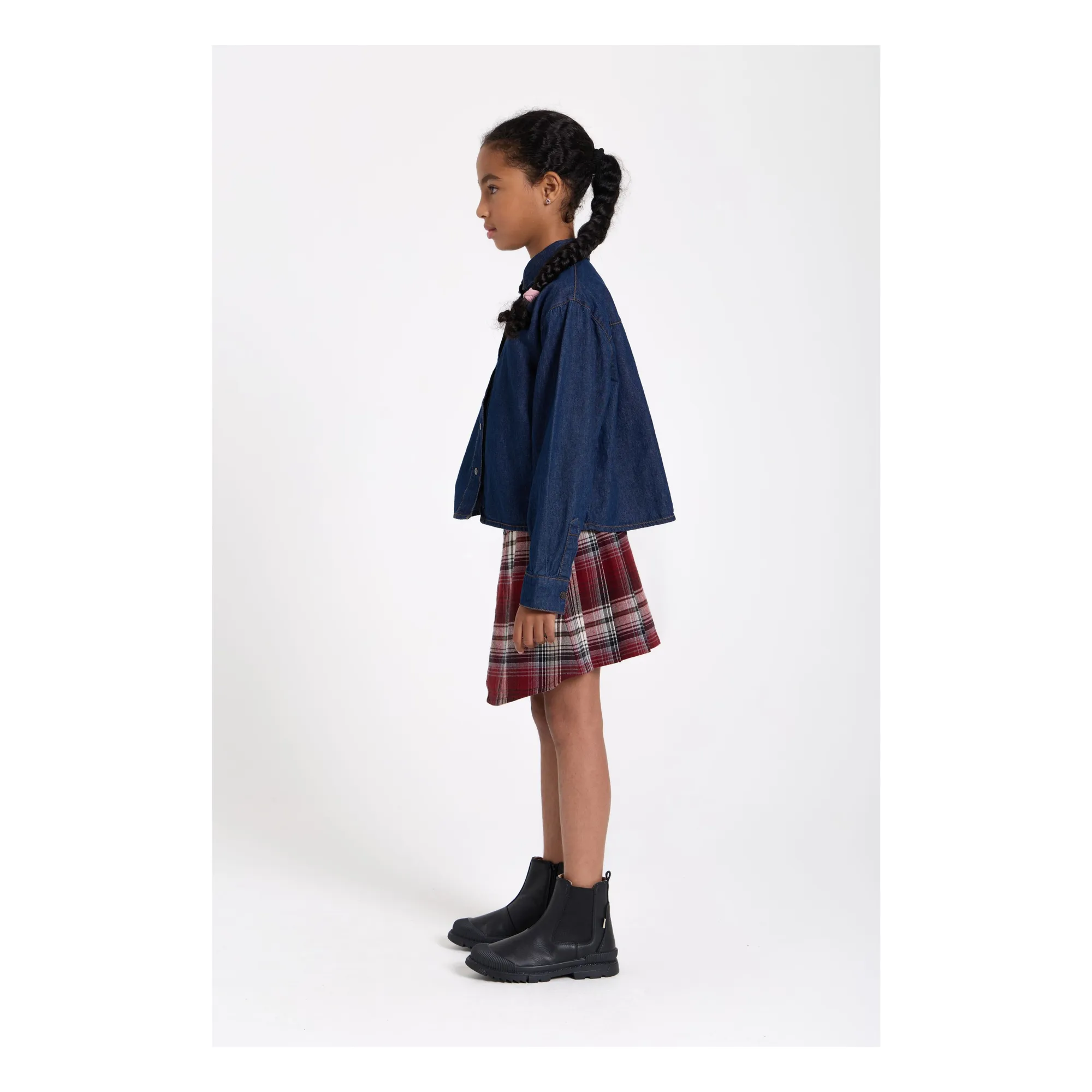 Finger In The Nose Aubergine Sterling Check Asymmetrical Skirt