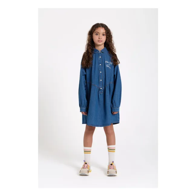 Robe Denim Brodée Shirley | Bleu jean