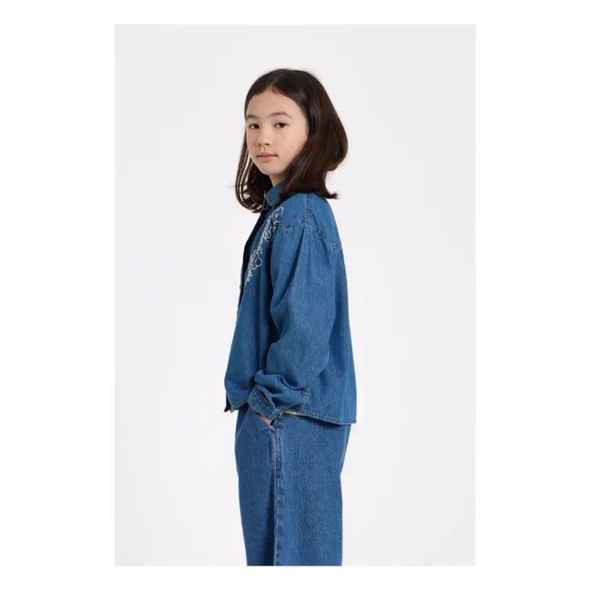 Kurzes besticktes Hemd Clara | Denim