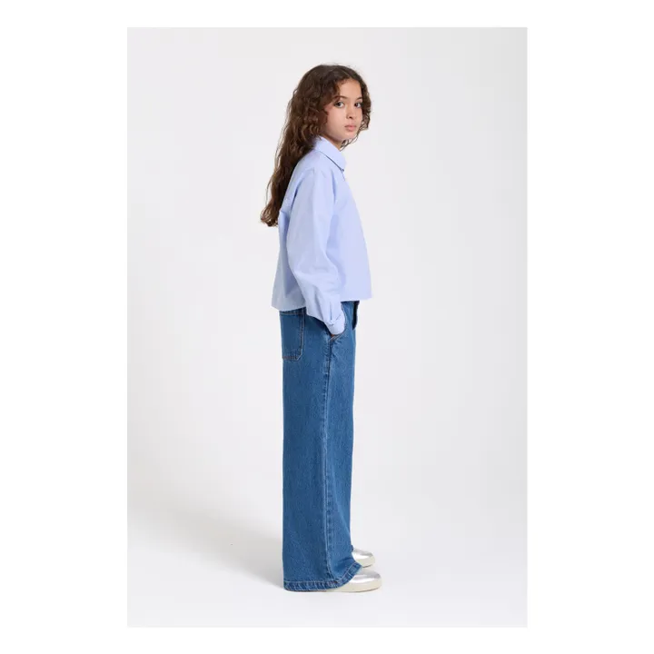 Clara Striped Short Shirt | Light Blue- Product image n°6