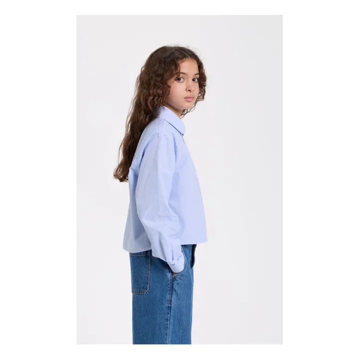Clara Striped Short Shirt | Light Blue- Product image n°2