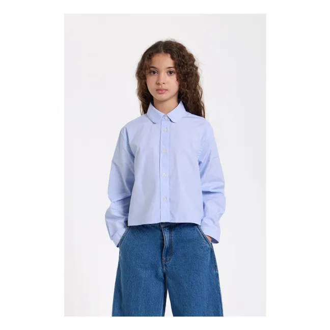 Chemise Courte Clara Rayée | Bleu Clair