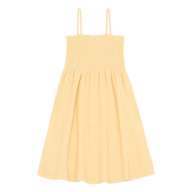 Organic Terry Smock Short Dress | Pale yellow