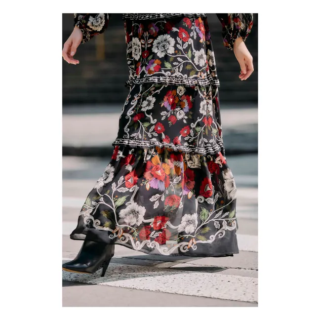 Robe Rococo Flowers | Noir