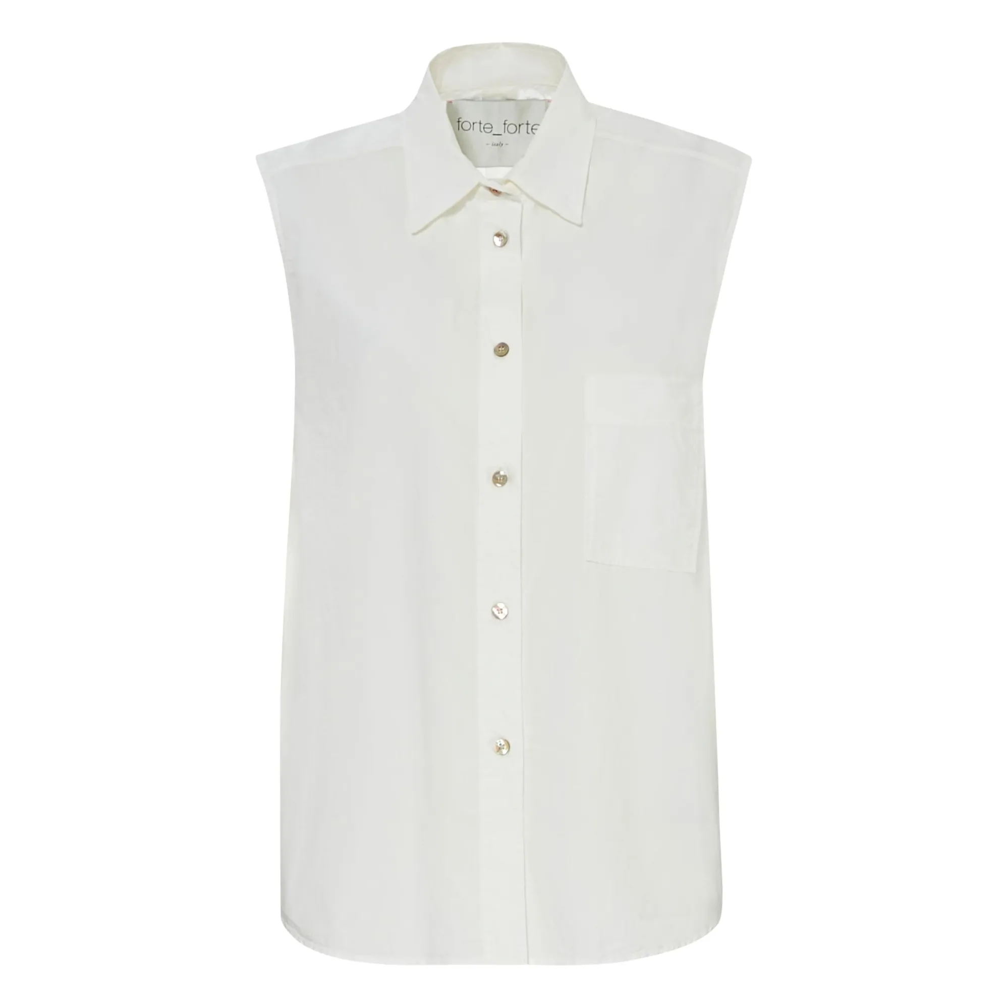 Forte Forte White Cotton Poplin Sleeveless Blouse