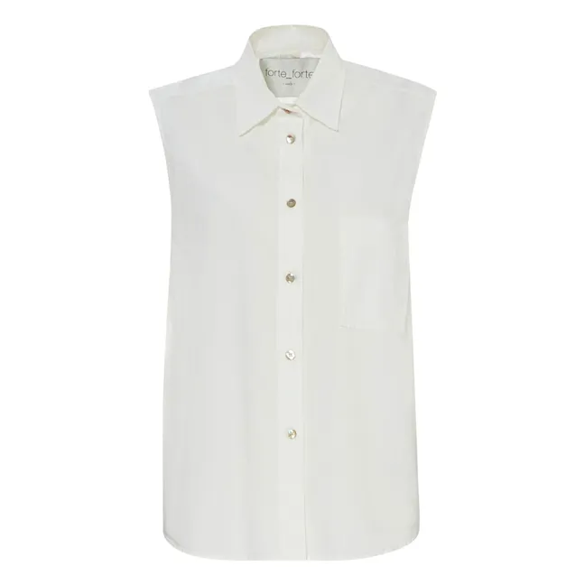 Blusa sin mangas de popelina de algodón | Blanco
