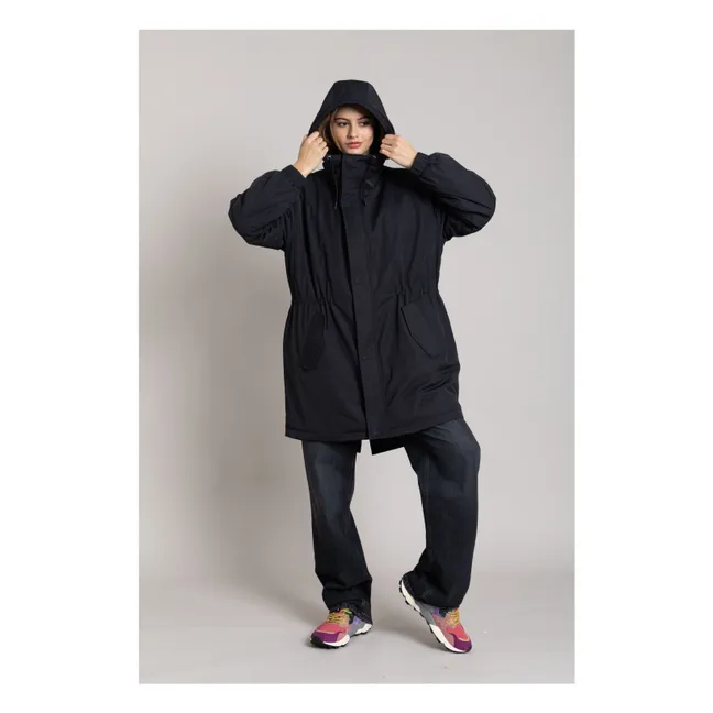 Parka foderato in fibra riciclata Zebra | Nero