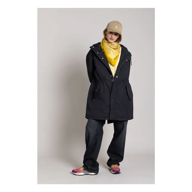 Parka foderato in fibra riciclata Zebra | Nero