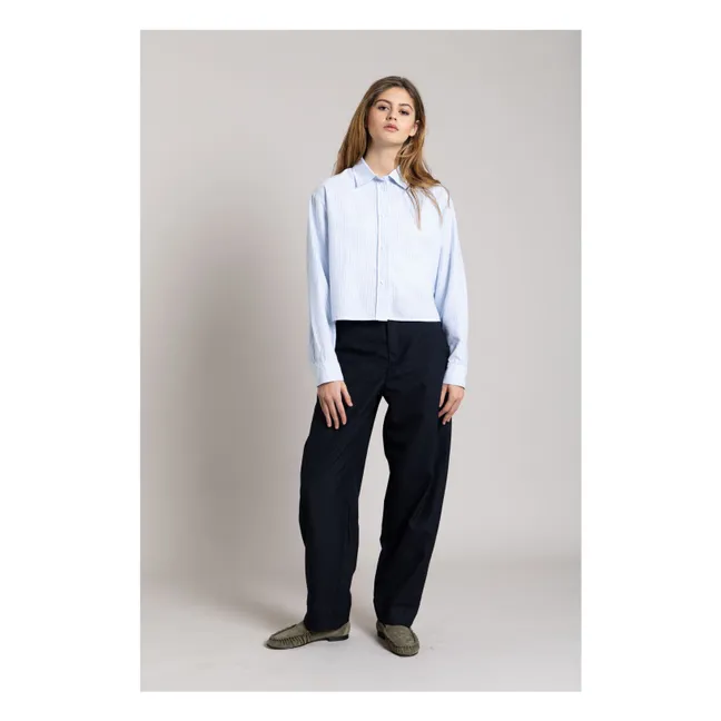 Chemise Courte Chili Rayée | Bleu Glacier