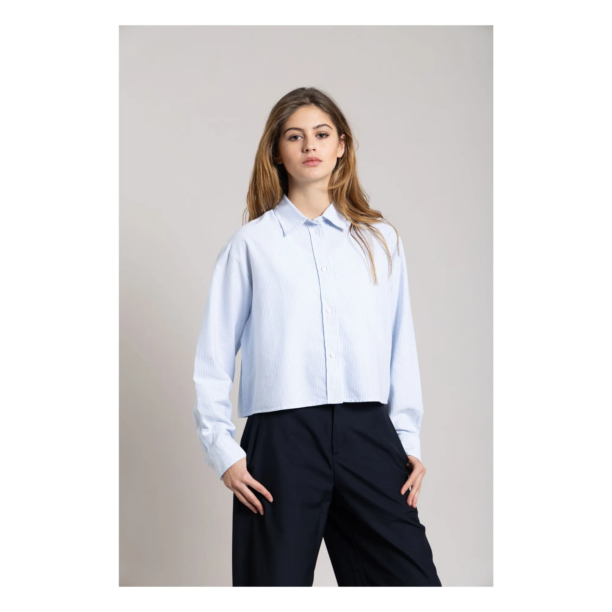 Smallable Woman Ice Blue Striped Chili Short Shirt