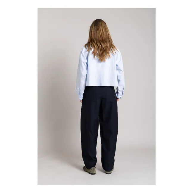 Chemise Courte Chili Rayée | Bleu Glacier