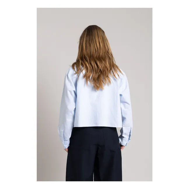 Chemise Courte Chili Rayée | Bleu Glacier