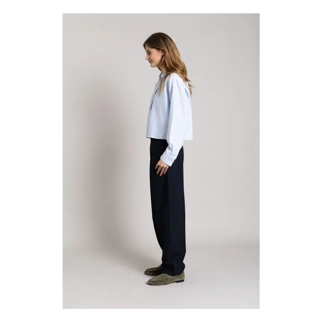 Chemise Courte Chili Rayée | Bleu Glacier