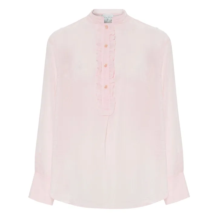 Blouse Grand-père Coton et Voile de Soie | Rose pâle- Image produit n°0