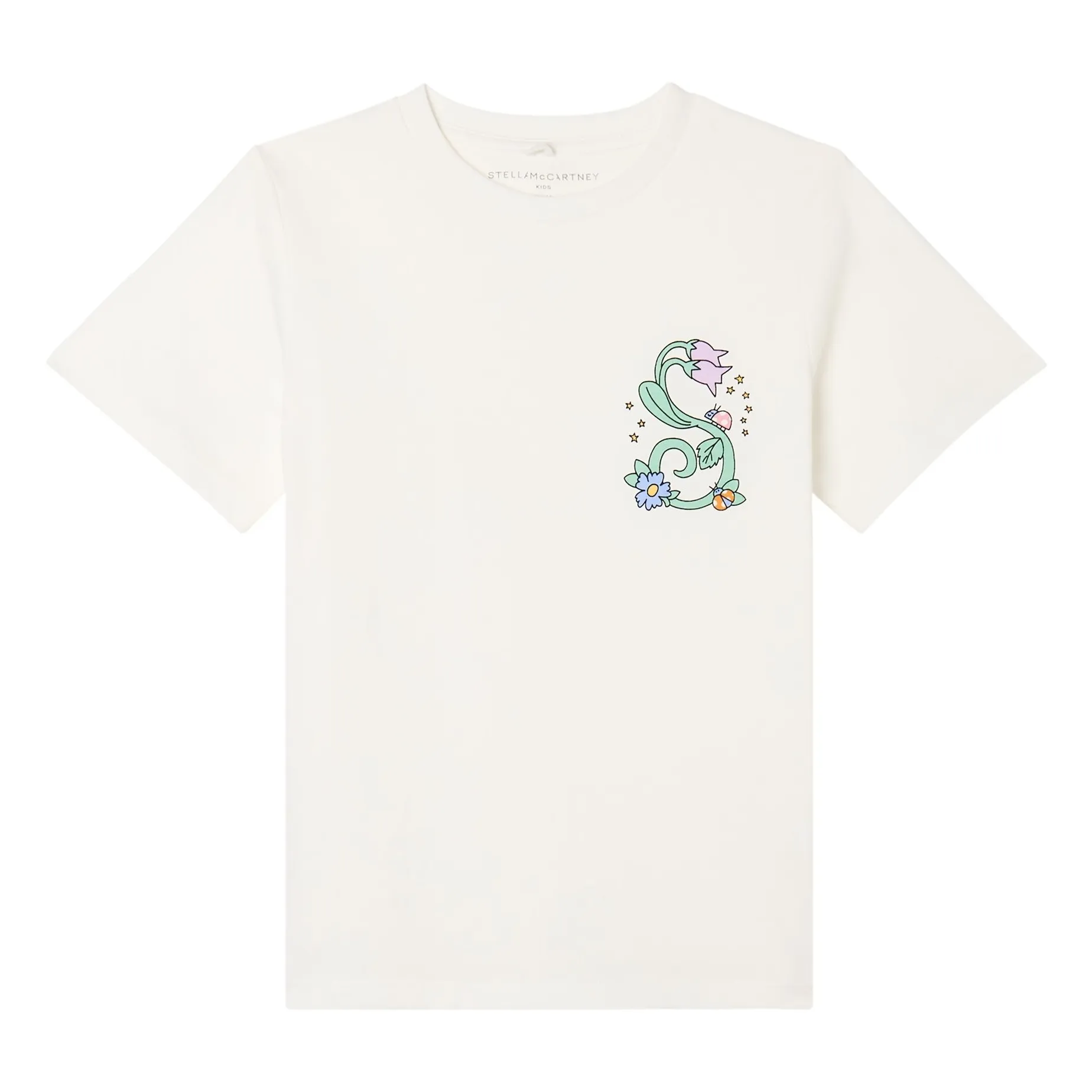 Stella Mccartney Kids Girls Ivory Organic Cotton Flower T-Shirt