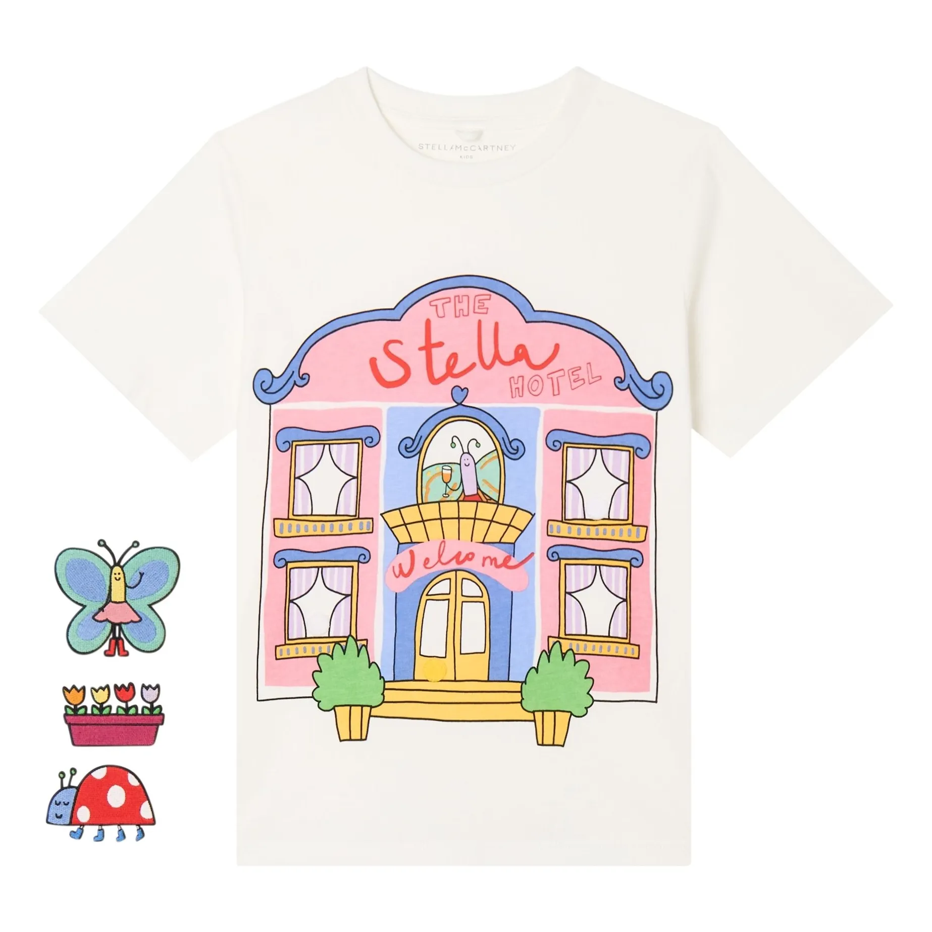 Stella Mccartney Kids Girls Ivory T-Shirt Patches Organic Cotton