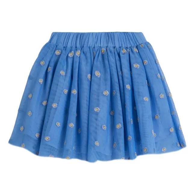 Jupe Fleurie Tulle Coton Bio | Bleu