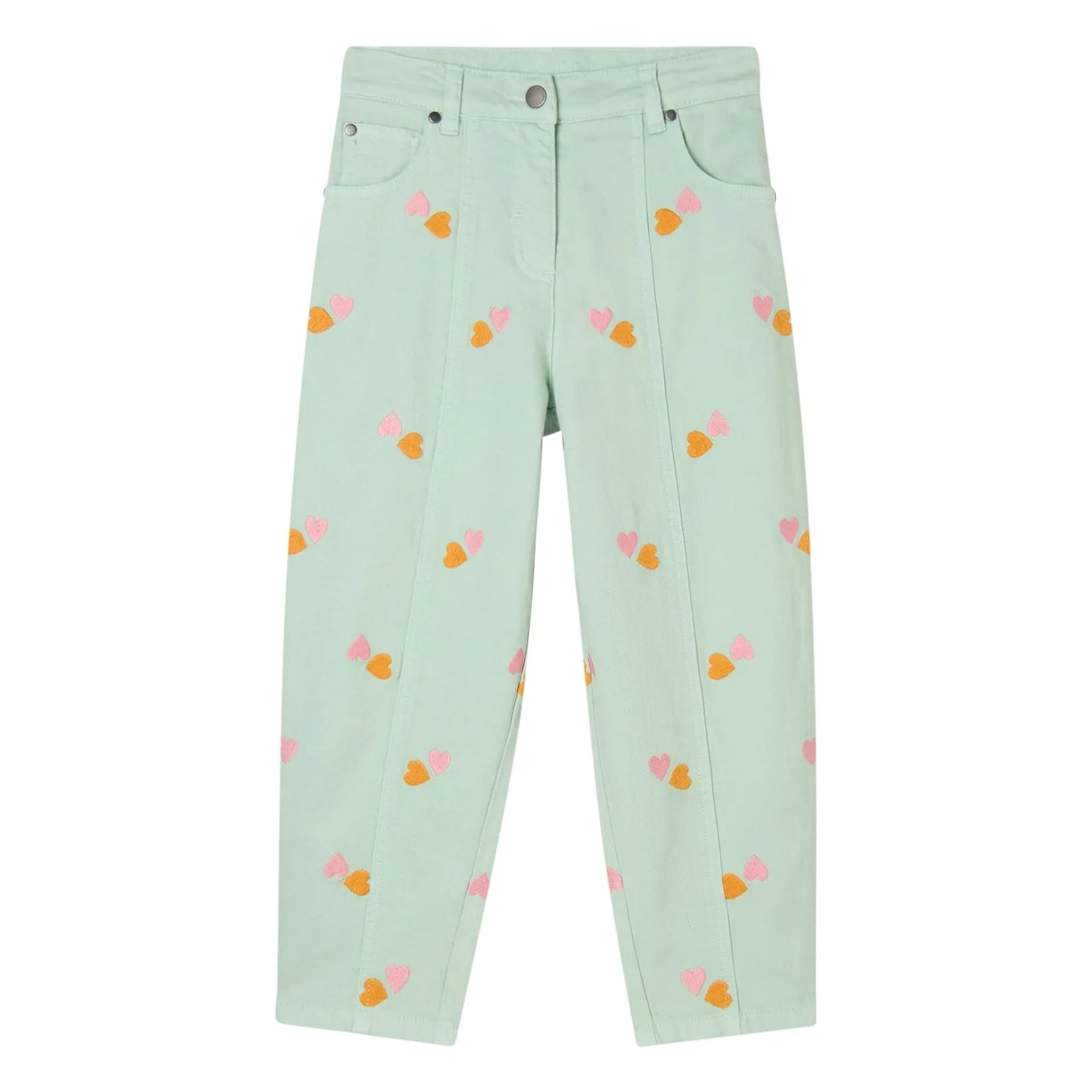 Stella Mccartney Kids Girls Green Water Organic Cotton Heart Jeans