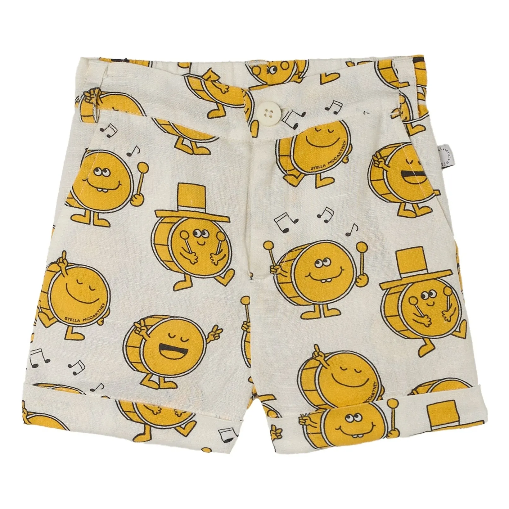 Stella Mccartney Kids Ivory Music Shorts Linen And Organic Cotton